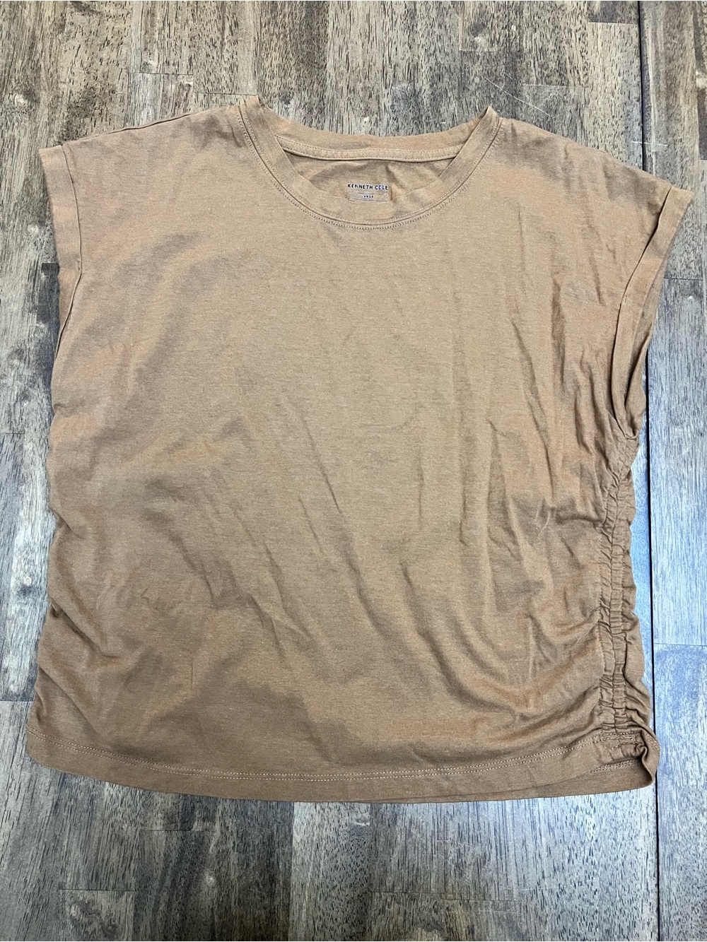 Kenneth Cole Tan Ruched-Side Tank Top